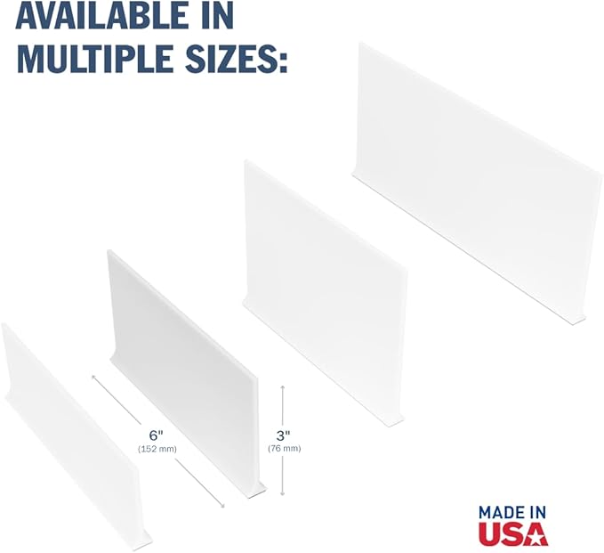 APOTHECARY PRODUCTS Magnetic Shelf Divider, For Vitamins, Books, Food and More, 6 in x 3 in, White, Made in the USA