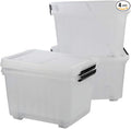 Callyne 30 L Clear Plastic Storage Box with Wheels, 4-Pack Clear Plastic Storage Latch Bin
