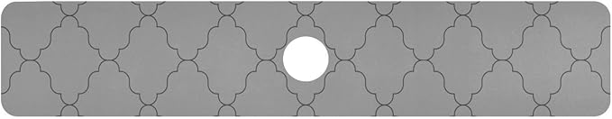 Kitchen Sink Splash Guard 1 PC 30 Inch Sink Faucet Mat Splash Guard for Bathroom Countertop Water Absorbent Foldable Cuttable Soft Washable Monochrome Geometric Quatrefoil Grey