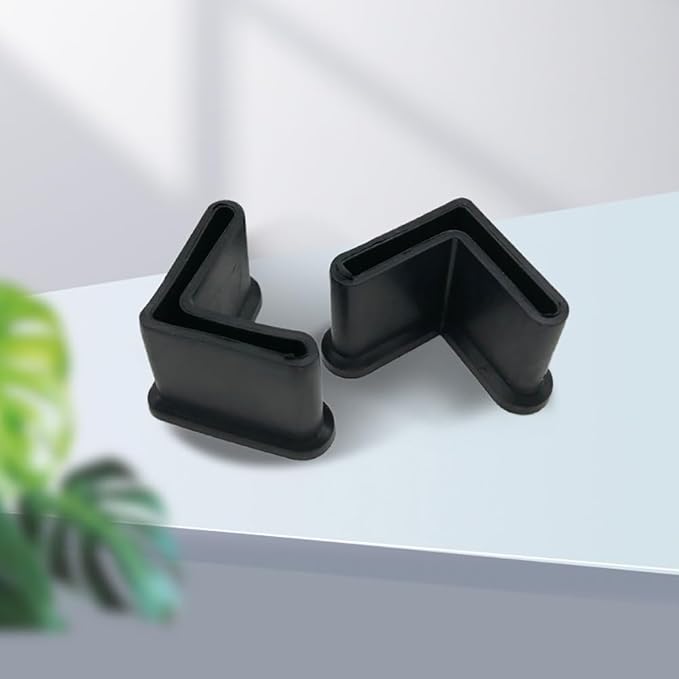 16 Pcs 2" x 2" (50mm x 50mm) L Shaped Rubber Angle Iron Caps, Furniture Angle Iron Foot Pads Furniture Rubber Leg Covers, Black
