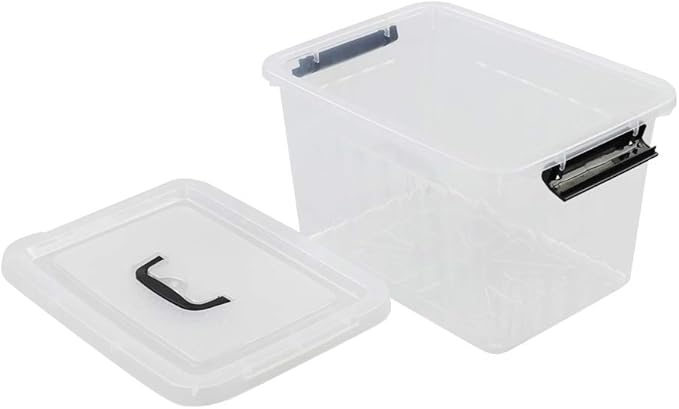 Zerdyne 10 L Clear Plastic Latching Box, Plastic Storage Bin with Lids, 4-Pack