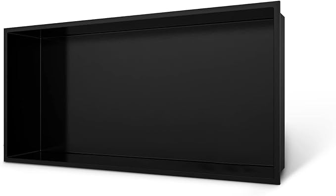 BATHFINESSE Shower Niche 24 x 12, Matte Black Stainless Steel Shower Niche Shelf Recessed for Bathroom Storage No Tile Needed Over Mount Installation