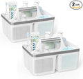 2Pack Shower Caddy Dorm: Portable Bathroom Caddy Organizer with Handle and Holes, Plastic Cleaning Caddy, Hard Shower Basket Storage Tote for Toiletry, College Dorm Room Essentials White/Silver