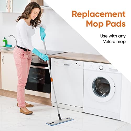 Superio Microfiber Mop Replacement Head, 16 inch Damp Mop Pad Refill for Miracle Mop Dusting and Spray Mop, attaches to Velcro mop(Blue, 2-Pack)