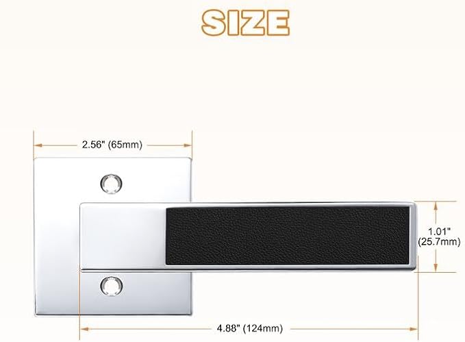 Probrico Heavy Duty Dummy Door Handle with Black Leather Hand Lever, Square Non-Turning Single Side Pull Only Lever for Closet or French Doors, Polished Chrome, 2 Pack