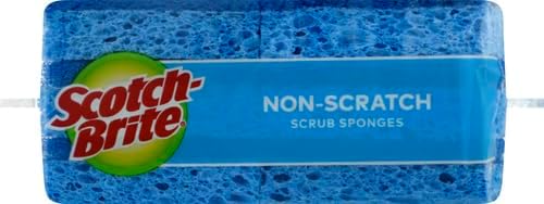 Scotch-Brite Zero Scratch Scrub Sponges, 6 Kitchen Sponges for Washing Dishes and Cleaning The Kitchen and Bath, Non-Scratch Sponge Safe for Non-Stick Cookware (Pack of 2)