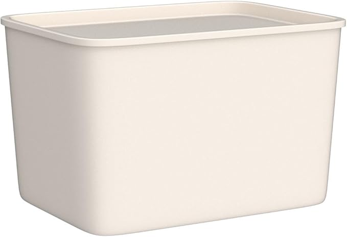 IRIS USA 24 Qt. Plastic Basket Storage Bins with Lids, Large, 4-Pack, Stackable Lidded Storage Organizer Bins for Kitchen, Bathroom and Bedroom, Off White