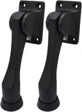 QCAA Solid Brass Drop Down Door Stop, 4", Matte Black, 2 Pack