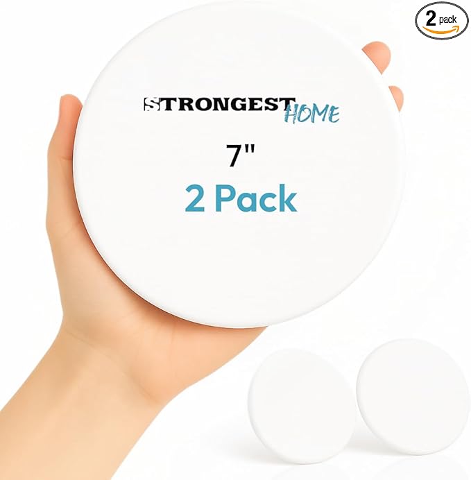 Strongest Home Wall & Door Handle Stopper, 2-Pack XXL – 7 Inch White Wall Bumpers, Quiet Wall Protector for Door Impact & Noise Reduction – Self Adhesive