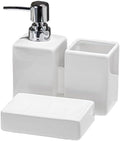 Toothbrush and Soap Holder,Bathroom Accessory Set 3 Pcs,Liquid Ceramic Soap Dispenser,Toothbrush Holder,Soap Dish,Modern White Countertop Bath Decor Set