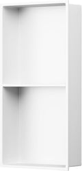 BATHFINESSE Shower Niche 12 X 24 in No Tile Needed, White Double Shelves Recessed Wall Niche Shelf for Bathroom Storage, Stainless Steel