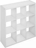 Furinno Simple Cube Storage Organizer, 9-Cube Display Shelf, Open Back Shelving Unit, Storage Shelves, Extra Thick Frame, for Organization and Storage, Living Room, Home Office, White