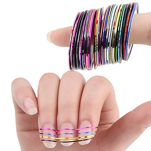 Artdone Nail Striping Tape Lines Kit With Nail Art Pens Dotting Tools And Liner Brushes For Gel Polish Small Detail Drawing Design Paint