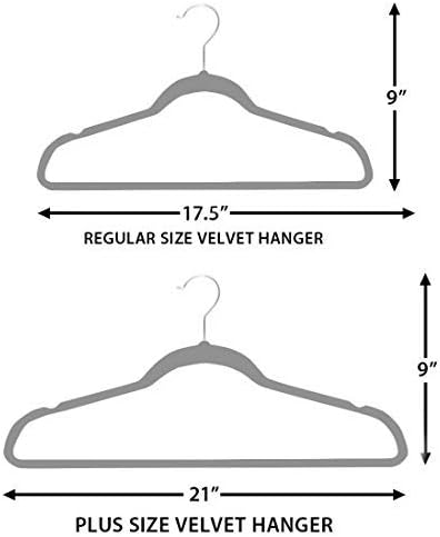 Premium 20 Pack - Ultra Thin No Slip Velvet Suit Swivel Hangers - 21" Extra Wide Strong Velvet Hangers - Space Saving Clothes Hangers - 21x0.2x10 inches(Grey)