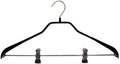 Mawa by Reston Lloyd BodyForm Series Non-Slip Space Saving Clothes Hanger with 2 Clips for Pants or Skirts, Style 42/LK , 1-Piece, Black