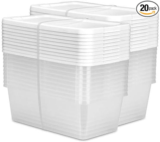 20-Pack 6 Quart Clear Plastic Storage Bins with Snap-On Lids - Stackable Organizers for Home, Bathroom, Closet & Office