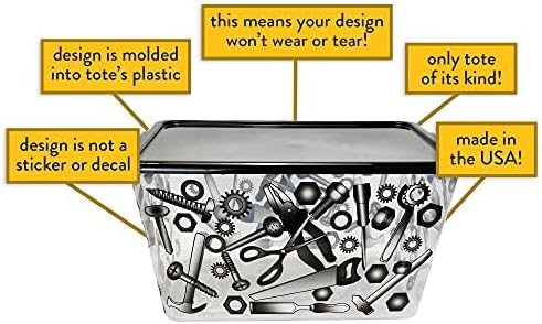 Clear Storage Organizer Bins with Lids - 4PC 14.5G/58-Quart Heavy-Duty Container Boxes Stackable and Nestable Printed Storage Bins Plastic Large Storage Totes for Home, Office Organization