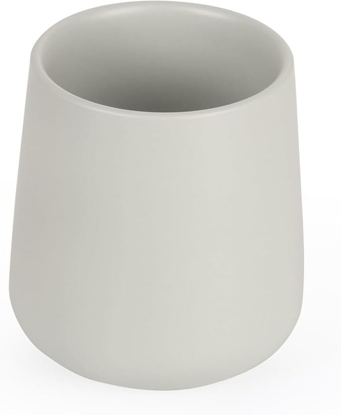 INGOFIN 12 oz Ceramic Toothbrush Holder, Toothpaste Holder and Cup for Bathroom Vanity and Countertop, Organizer for Cosmetic, Makeup, Office Pencils, for Hotel and Apartment, Light Grey