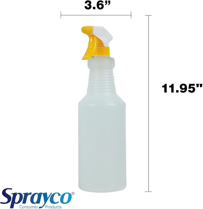 SprayCo 32oz Spray Bottle, 3 Pack – Adjustable Nozzle, Built-In Dilution Scale, Heavy Duty Plastic, Cleaning, Gardening, Auto Detailing, Made in USA