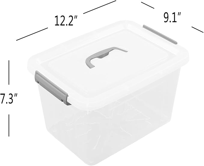 Callyne 10 L Clear Plastic Storage Box, 6-Pack Storage Latch Box