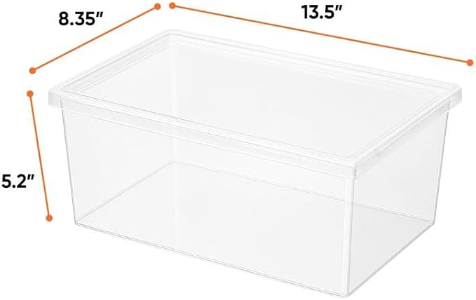 Superio Shoe Box Modern Storage Container 2 Pack - 6.5 Quart/6 Liter, Stackable Plastic Shoe Box Organizer (13.5"L x 8.35"W x 5.2"H)