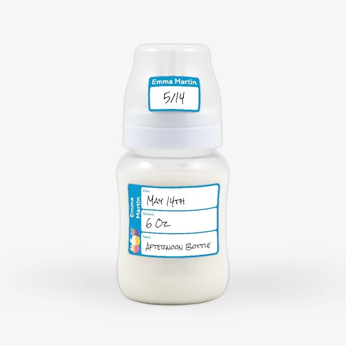 Name Bubbles - Reusable Baby Bottle Labels for Daycare (20 Labels) - Kids Washable Name Tags for Bottles, Sippy Cups, & Snack Containers, Waterproof, Baby Name Stickers, Write-On (Cupcakes)