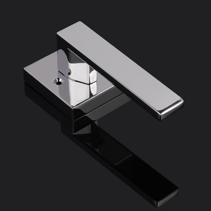 Probrico Decorative Inactive Dummy Lever [Exposed Screws] Polished Chrome Square Door Handles for Interior Hall Closets or Pantry Doors-Heavy Duty,10 Pack