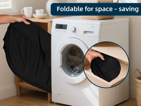 Collapsible Laundry Baskets, Tear Proof Pop Up Laundry Hamper with Lid, Dual Handles Durable Foldable Laundry Basket, Easy to Carry Laundry Hamper for Home, Laundry Room, Bedroom, Dorm, Travel Black