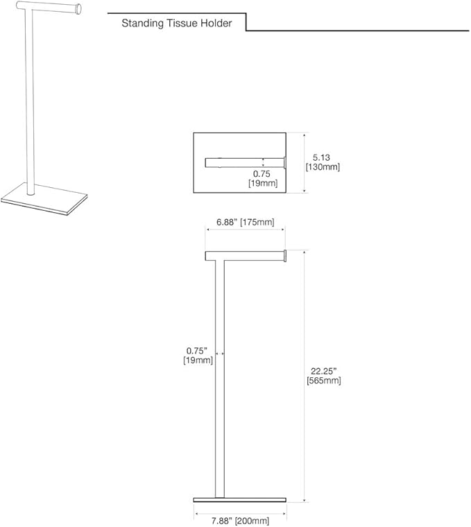 Gatco 1431PN Modern Rectangle Base Freestanding Toilet Paper Holder, 21.25", Polished Nickel with Weighted Base