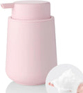 Matte Light Pink Foaming Hand Soap Dispenser Plastic 11 oz - Modern Minimalist Style for Bathroom & Kitchen Countertop Refillable