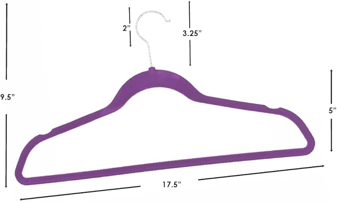 Sunbeam Slip-Proof Snag-Free Ultra Slim Velvet Hanger with Rotating Steel Hook (Pack of 10) (PURPLE)