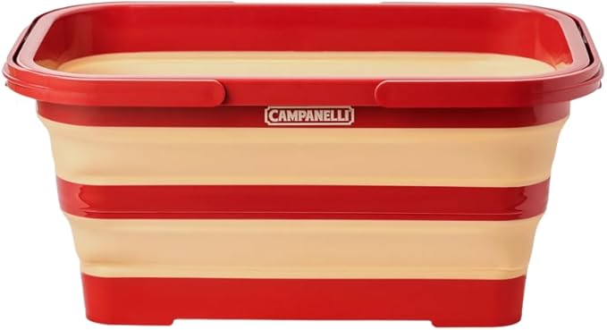 CAMPANELLI Collapsible Laundry Baskets with Handles - Waterproof Storage Container, Space-Saving Foldable Laundry Basket Organizer for Clothes, Toys & Essentials | 20L - Red/Gold