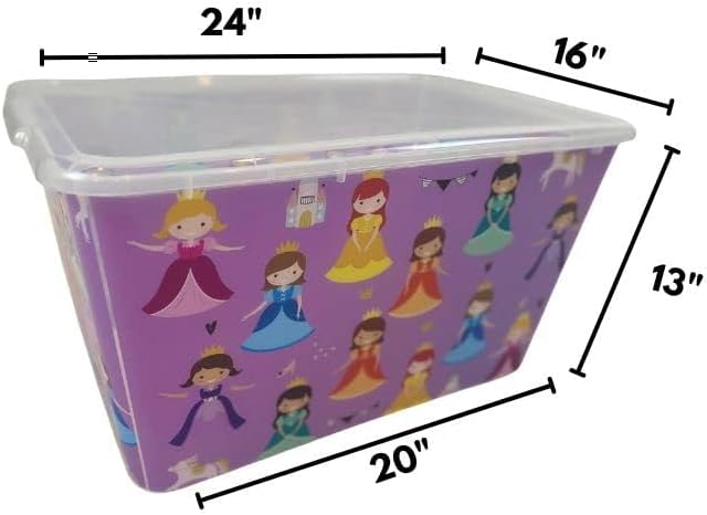 Storage Totes with Lids - Made in USA 14.5-Gallon (58-Quart) 4-Pack Storage Bins with Lids Plastic Storage Containers Large Storage Boxes for Organizer Princess/Clear Lid