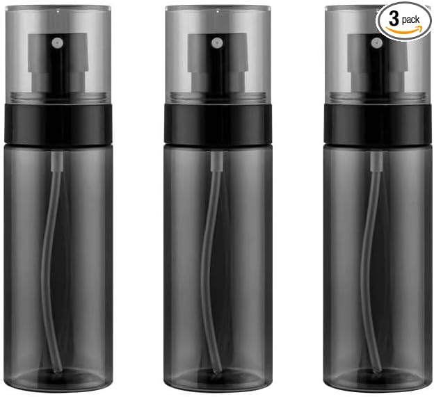 3 Pack Spray Bottles 2oz / 60ml, Fine Mist Small Spray Bottle Leak Proof, Refillable Travel Bottles for Toner, Cosmetics & Hair Care (Black, 2 oz / 60 ml)
