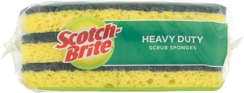 Scotch-Brite Heavy Duty Scrub Sponge, 6 Kitchen Sponges for Tough Messes - Lasts 3X Longer*, Perfect for Cast Iron Skillets & Outdoor Grills, Flexible & Durable Construction (Pack of 6)