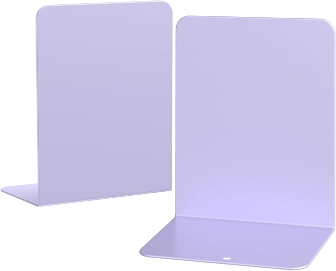 Book Ends, 2 Pieces Metal Bookend for Shelves, Bookends for Heavy Books, Book Holders for Shelves, Desk Organizers, Book Dividers for Office, School, Bookstore, Home