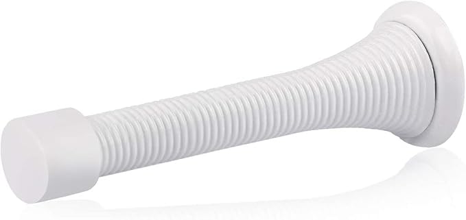 HOMOTEK 20 Pack Spring Door Stops,3-1/8” Heavy Duty Door Stop - Flexible Spring Door Stopper with Low Mounted White Rubber Bumper Tips, White
