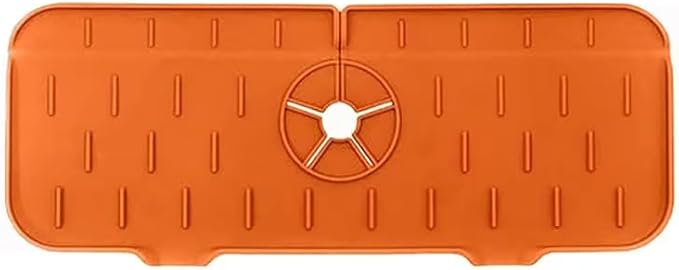 Silicone Sink Splash Guard & Water Catcher Mat for Kitchen Counter - Faucet Drip Tray Protector Prevents Water Damage - Waterproof Non-Slip Kitchen Bathroom Mat, Gray 14.56 x 5.51 Inches