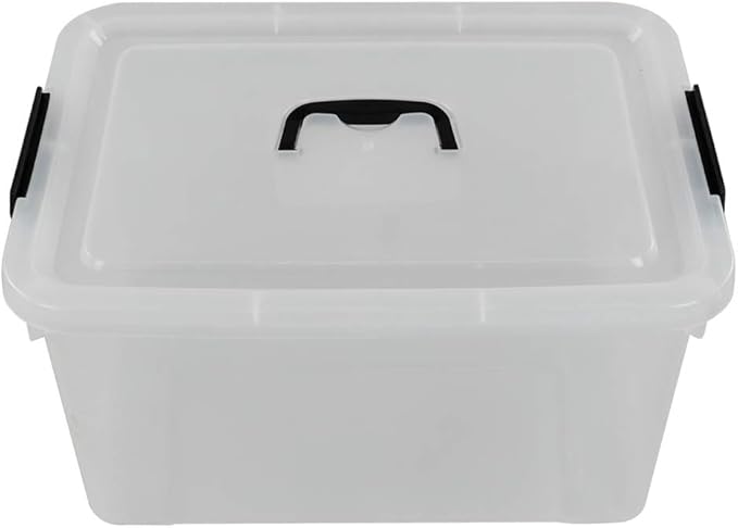 Begale 17.5 Quart Plastic Large Storage Container, Clear Latch Bin with Handle and Lid, 4-Pack