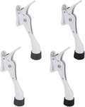 Kickdown Door Stopper 4 Inches - 4 Packs One Touch Adjustable Height Door Stop for The Bottom of Door The Bottom of Door Aluminum Alloy Metal Door Stopper with Rubber Tip White