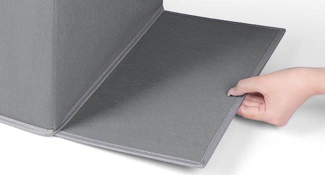 Zilink Upgraded Sweater Storage for Closet with Lids and Support Boards Large Sweater Organizer for Closet with 5 Grids Divider Wardrobe Clothes Organizer for Sweaters, Jeans, Pants, Grey, 3 Pack