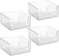 mDesign Modern Wide Plastic Open Front Dip Storage Organizer Bin Basket for Bathroom Organization - Vanity Shelf, Cubby, Cabinet, and Closet Organizing Decor - Ligne Collection - 4 Pack - Clear