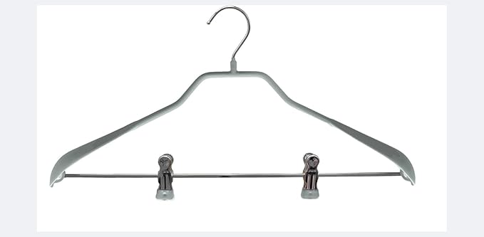 Mawa by Reston Lloyd BodyForm Series Non-Slip Space Saving Clothes Hanger with 2 Clips for Pants or Skirts, Style 42/LK, 1-Piece, Silver