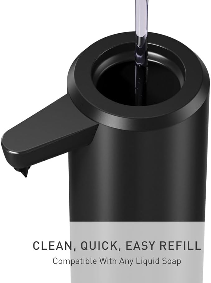 simplehuman 9 oz. Touch-Free Automatic Rechargeable Sensor Pump, Matte Black Stainless Steel, New