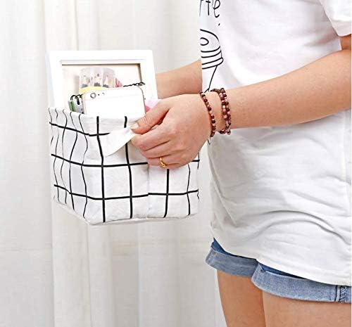 Mini Storage Basket（Pack of 5）- Blend Storage Bins for Makeup, Book, Baby Toy,8x6x5.5 inch Home Decor Canvas Organizers Bag 8x6.3x5.1 inch