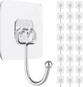 Adhesive Wall Hook, Set Heavy-Duty Thickened self-Adhesive Hook，24Pcs，44lb max Loading，Transparent, Waterproof, Bathroom, Outdoor, Kitchen, Doors, Practical Tools.