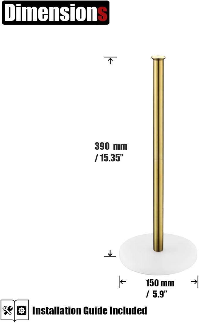 JQK Toilet Paper Storage Stand White Gold, 304 Stainless Steel Tissue Reserve Holder Dispenser for Bathroom, Brushed Gold, TPS180-WG