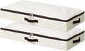 iwill CREATE PRO 2Pcs Under-Bed Storage Bins with Sturdy Handles, Toy Storage Organizers, Clothes Storage, Rigid Folding Under Sofa Storage for Clothing, Quilts, Wrapping Paper (Beige, 29.5*15*4")
