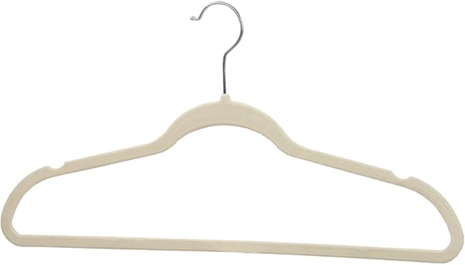 Sunbeam Sunbeam Slip-Proof Snag-Free Ultra Slim Velvet Hanger with Rotating Steel Hook (Pack of 10) (Ivory, 10 Pack)