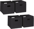 RiverRidge Folding Storage Bins with Handles Black Cube Storage Organizer for Closet, Bedroom & Playroom - Closet Organizers and Storage Set of 4